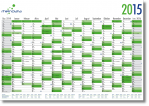 year planner with 14 columns of months for 2015