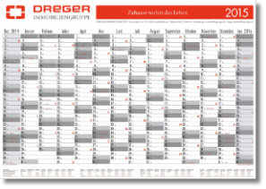 year planner with 14 columns of months for 2015