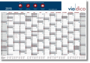 year planner with 14 columns of months for 2015