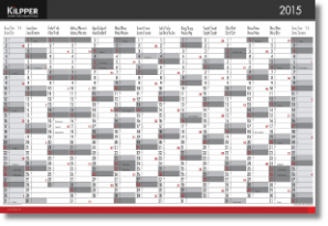 year planner with 14 columns of months for 2015