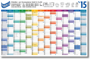 year planner with 14 columns of months for 2015 foldet for envelopes